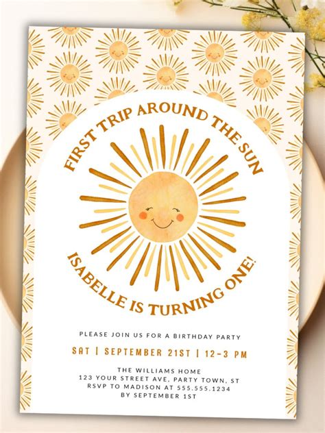 Boho First Trip Around The Sun 1st Birthday Party Invitation Zazzle