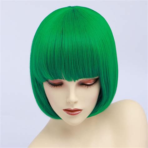 Bestung Short Straight Bob Hair Wigs With Flat Bangs For