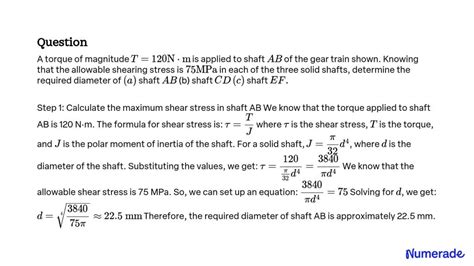 Solved A Torque Of Magnitude T Nm Is Applied To Shaft A B Of The