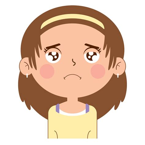 Niña Triste Cara Dibujos Animados Lindo 14428849 Png