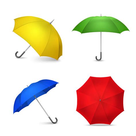 Bright Colorful Umbrellas 4 Realistic Images 484571 Vector Art At Vecteezy