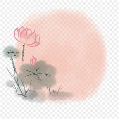 Chinese Style Lotus Hd Transparent Chinese Style Ink Lotus Border