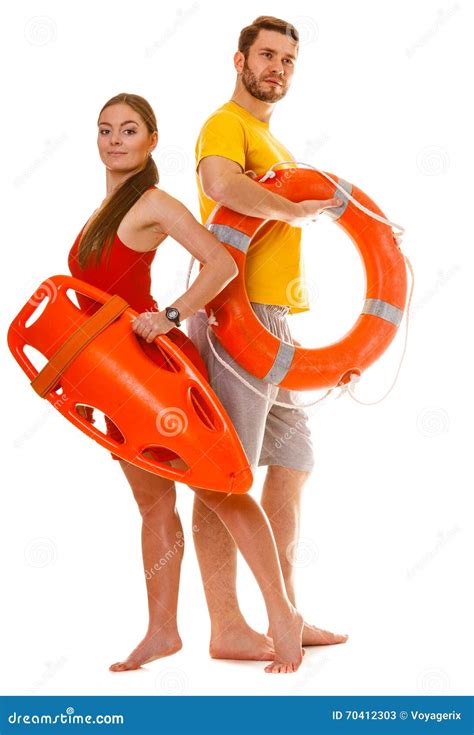 Lifeguards With Rescue And Ring Buoy Lifebuoy Stock Image Image Of