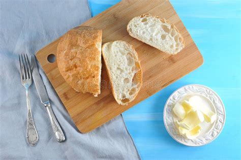 Bread And Butter Sliced Ciabatta Stock Photo Image Of Rustic