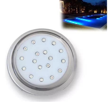 Kit 5 Luminaria De Piscina 12v 9w 80mm Transparente Azul