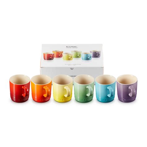 Le Creuset Stoneware Set Of 6 350ml Rainbow Mugs