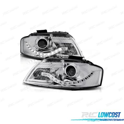 Faros Para Audi A P Luz Led Diurna Fondo Cromo