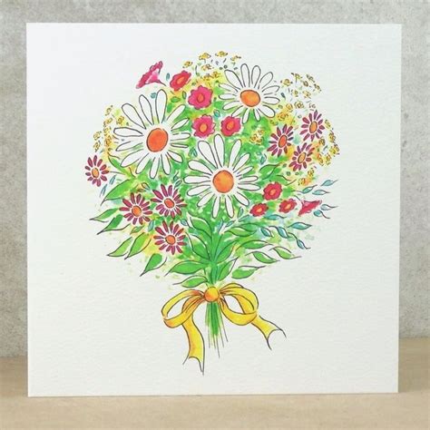 Blank Card Flower Bouquet Eco Friendly | Floral cards, Flowers bouquet ...