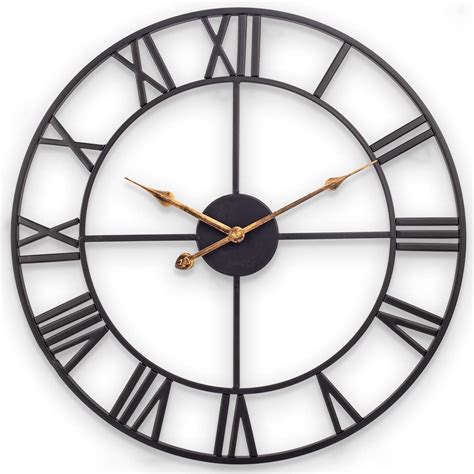 24 Inch Large Wall Clock Industrial Wall Clock With Roman Numerals