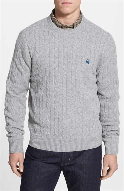 Brooks Brothers Cable Knit Wool Sweater In Gray For Men Light Grey Lyst