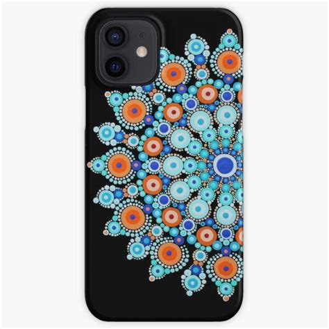 An Iphone Case With Colorful Circles And Dots On Black Background