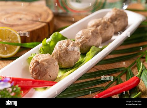 Beef Ball For Hot Pot Yakiniku Sukiyaki And Shabu Used Stock Photo Alamy