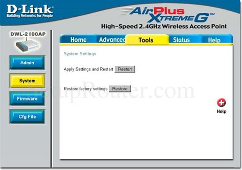 Dlink DWL 2100AP Screenshot System Settings