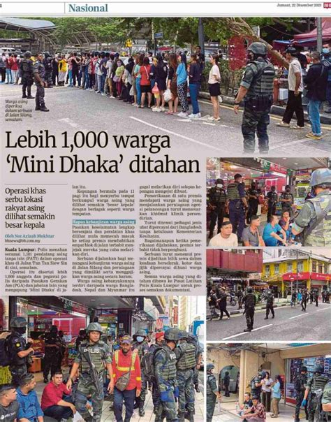 22 Disember 2023 Lebih 1 000 Warga Mini Dhaka Ditahan