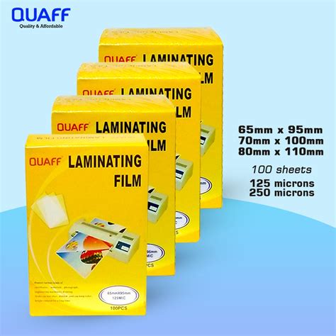 QUAFF Laminating Film ID Size 125Microns 250 Microns 100pcs Per