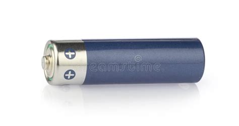 One AA Battery Isolated On White With Clipping Path Stock Photo