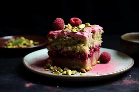 Premium Photo Raspberry Pistachio Rosewater Cake