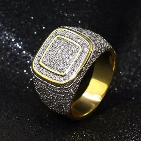 Luxury Hip Hop Micro Pave CZ Stones All Iced Out Bling Ring 925 Silver