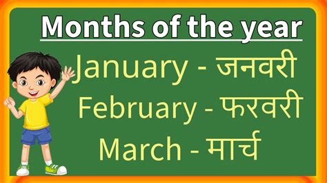 January February Months Name महीनों के नाम हिंदी एवं अंग्रेजी में