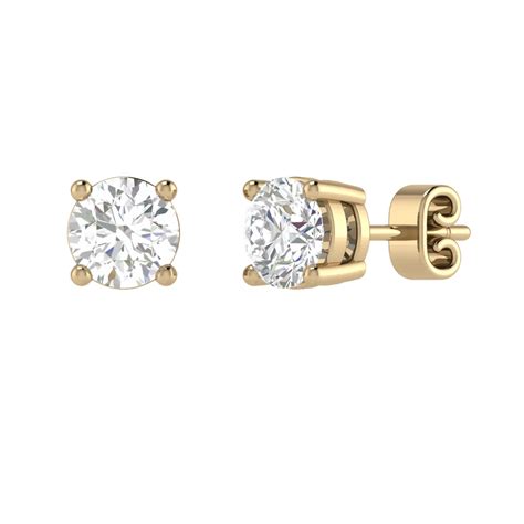 Artificial Diamonds K Yellow Gold Lab Grown Diamond Stud Earrings