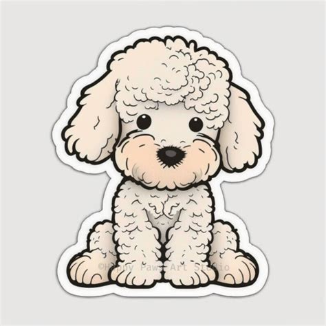 Cute White Poodle Puppy Digital Sticker Art Etsy