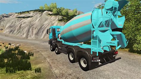 Beamng Drive Man Tgs Euro 6 Semi Truck Off Road Cement Mixer On Mount Danger Youtube