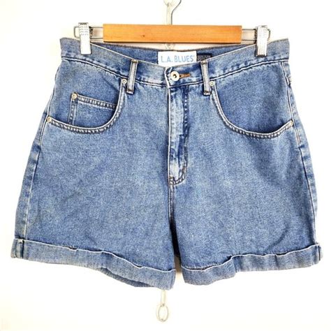 La Blues Shorts Vintage 9s La Blues High Waisted Blue Cuffed