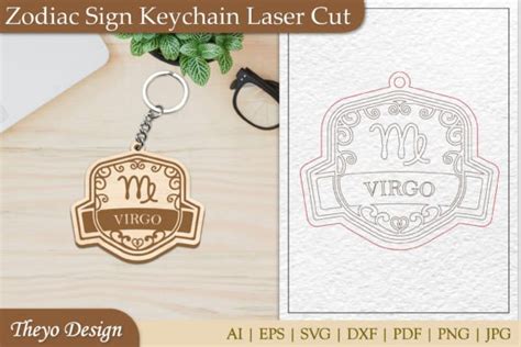 Virgo Keychain Laser Cut Zodiac Sign Graphic By Theyo Design