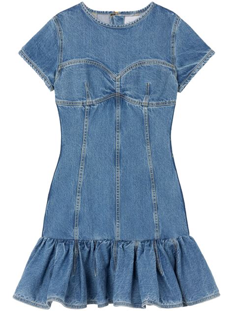 Az Factory Corset Style Ruffled Denim Dress Farfetch