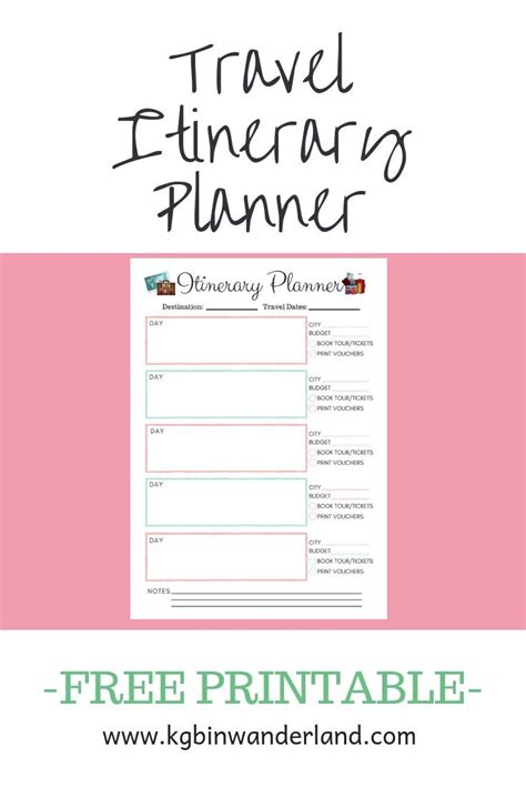 Free Printable Itinerary Planner Itinerary Planner Travel Itinerary