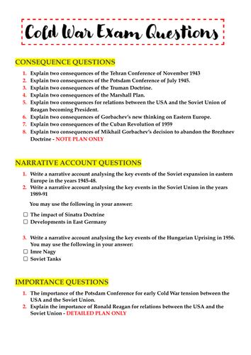 Gcse History Edexcel Model Answers The Cold War Teaching Resources