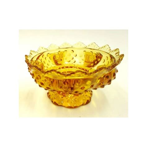 Fenton Amber Glass Hobnail Candle Holder Centerpiece Bowl Etsy