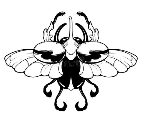 Vector Hand Drawn Illustration Of Beetle With Wings Isolated Stock ...