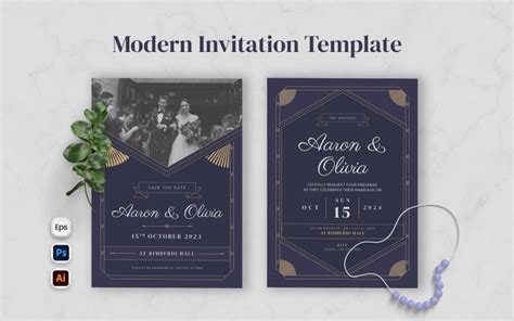 Plantilla De Invitaci N De Boda Moderna Templatemonster