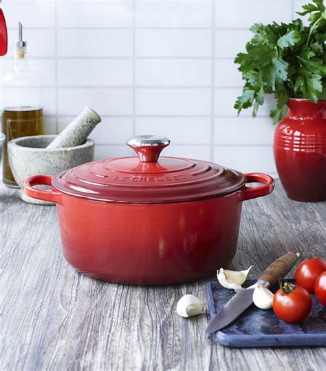 Le Creuset Cerise Cast Iron Round Casserole Dish Cm Harrods Uk