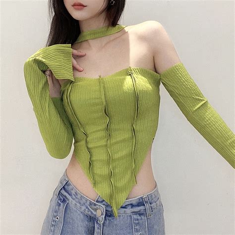 Jual Camisole Women Halter Tanks Corset Long Sleeve Solid Color Korean