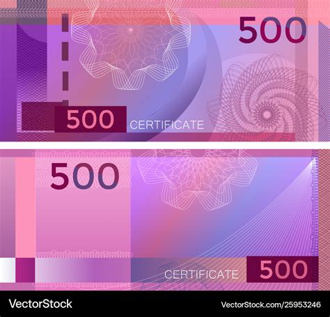 Voucher Template Banknote With Guilloche Vector Image