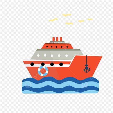 Cruise Ship Clipart Transparent Background, Red Cruise Ship On The Big Sea, Ship Clipart, Sea ...