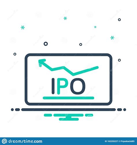 Mix Icon For Initial Public Offer Market And Stock Stock Vector