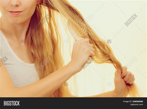 Blonde Girl Brushing Image Photo Free Trial Bigstock