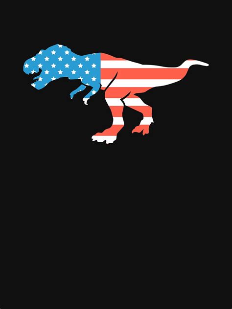 T Rex American Flag July 4th Patriotic Prehistoric Print T Shirt By