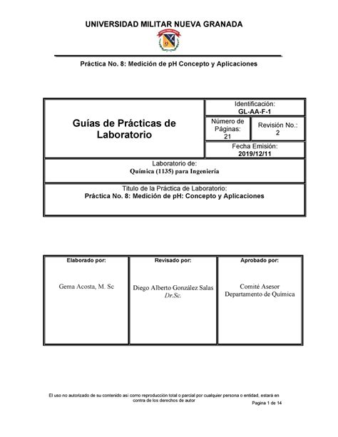 Práctica No 8 Medición de p H Concepto y Aplicaciones Práctica No 8