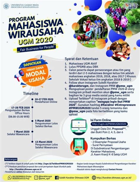 PENGUMUMAN Pendaftaran Program Mahasiswa Wirausaha PMW UGM 2020