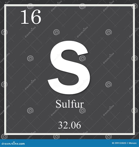 Sulfur Chemical Element Dark Square Symbol Stock Illustration