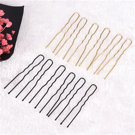 Wholesale 20pcs Lot Real Black Golden U Shaped Hairpin Hair Clips Bobby