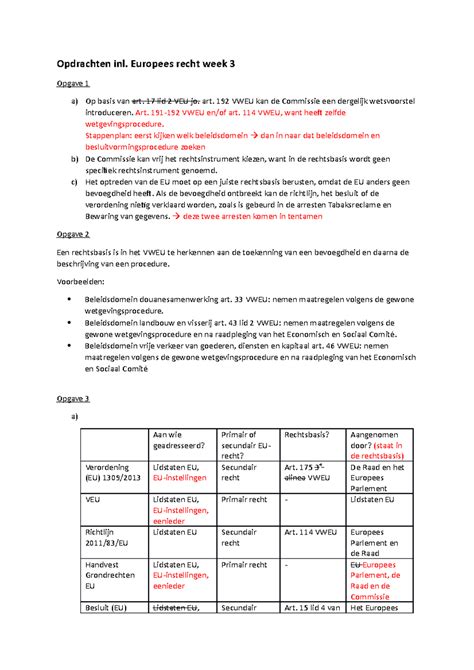 Werkgroep 3 Inl Europees Recht Jaar 1 Opdrachten Inl Europees Recht