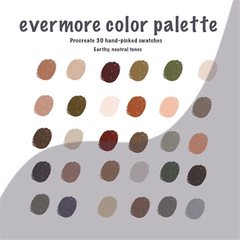 Evermore Color Palette Earthy Neutral Tones Procreate Etsy