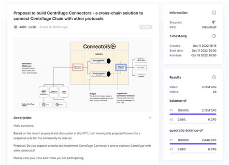 Snapshot Vote Build Centrifuge Connectors A Cross Chain Solution To