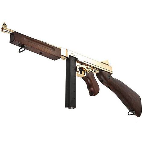 King Arms Thompson M1A1 Military Real Wood Full Metal Gold