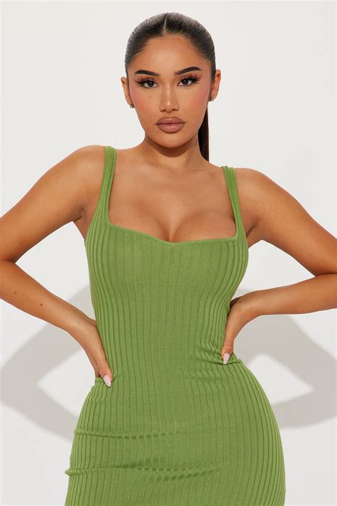 Janelle Knit Midi Dress Green Fashion Nova